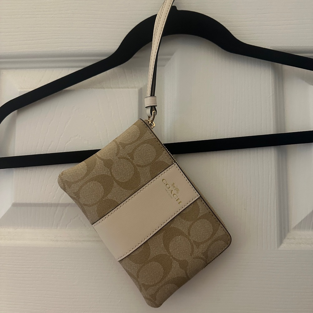 Coach Tan and Cream Wristlet
